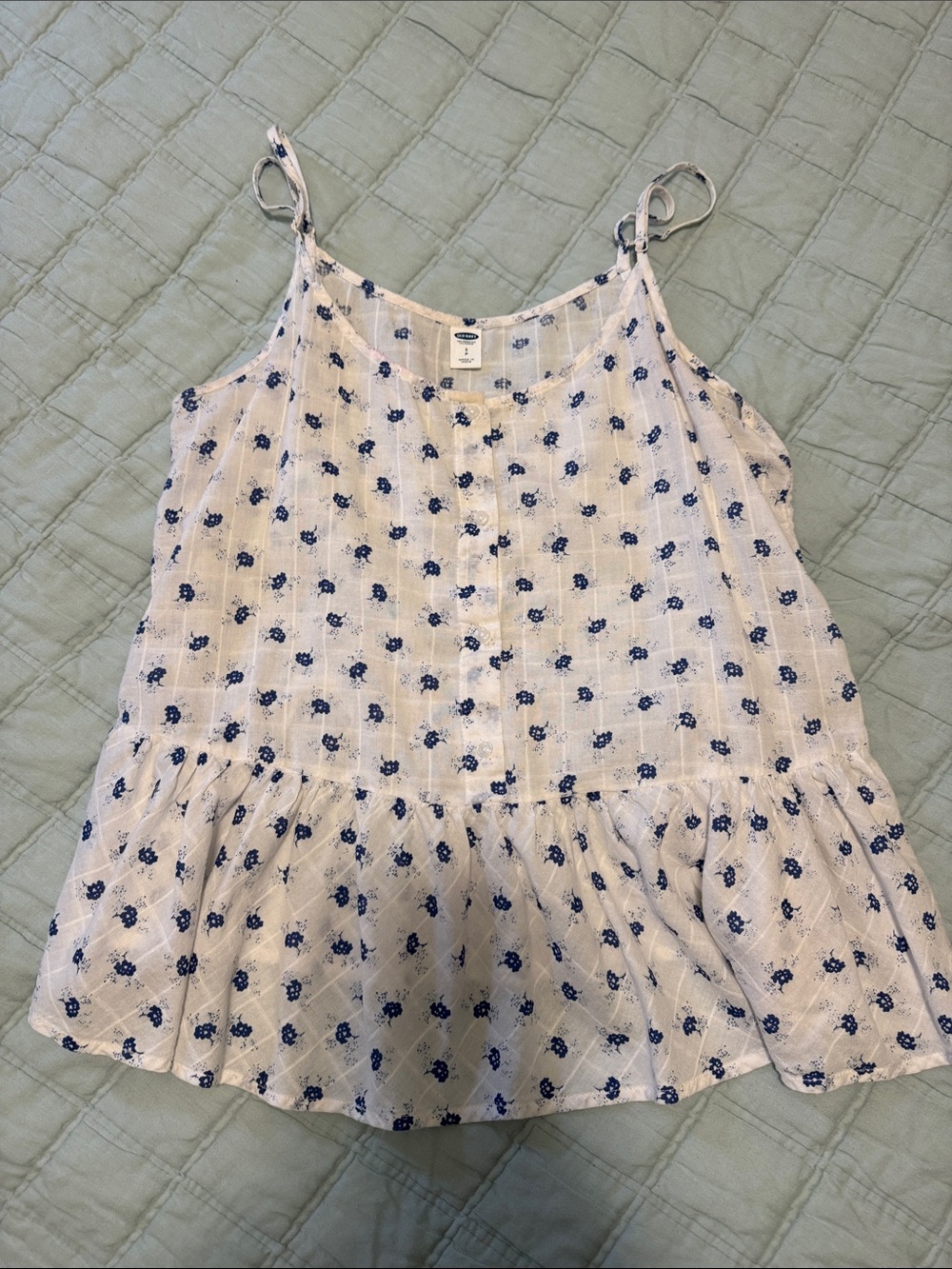 Old Navy White Floral Print Ruffle Hem Cami